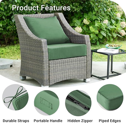 Outdoor Cushions for Patio Furniture,Outdoor Seat Cushion Set 24 x 24 x 4 Inch,Waterproof & Fade Resistant Outdoor Chair Cushions, Patio Chair Cushion, Forest Green
