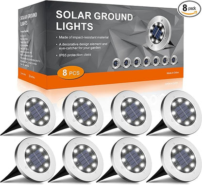 INCX 4.6 inch Solar Lights for Outside,8 Pack Solar Light Outdoor Waterproof, Garden Lights Landscape Lighting for Patio Pathway Lawn Driveway Walkway White