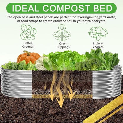 2 Pack Tall 8x4FT Corrugated Galvanized Steel Raised Garden Bed Outdoor, Oval Raised Beds for Gardening, Metal Above Ground Garden Bed for Vegetables and Flowers