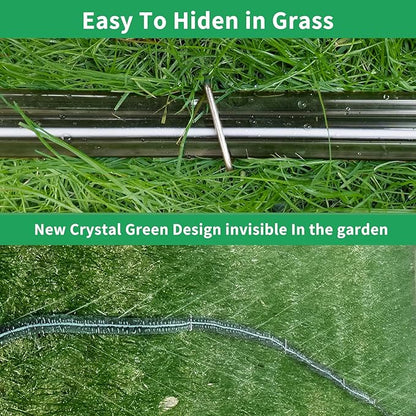Secbulk 2026 Reinforced Sprinkler Hose & Soaker Hose for Yard - 150FT (50FT*3) Flat Garden Hose with Holes, Heavy Duty No-Kink Lawn Irrigation Hose (Includes Stakes, High Pressure Spray)