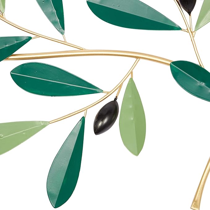 Deco 79 Metal Leaf Wall Decor, 46" x 2" x 16", Green