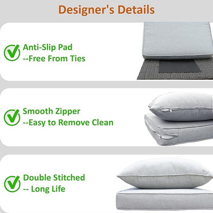 Generic Outdoor Patio Furniture Replacement Cushions,25X25X5 Inch Deep Seat Chair Seat Back Cushion Set,All Weather Breathable Sectional Cushions for Patio Furniture Couch Loveseat,Beige Sand