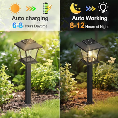 Sparkblaze 10 Pack Solar Pathway Lights Outdoor, LED Solar Yard Lights Dusk to Dawn Solar Garden Lights for Lawn, Walkway, Path & Landscape Lighting. (10, Warm White)