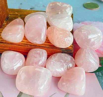 QINJIEJIE 0.9 LBS Rose Quartz Polished Stones Tumbled Crystals Bulk Gemstones 0.6-1" Irregular Stone Rocks Real Reiki Healing Crystal for Plants Vase Filler Decoration Energy Beginners Gifts