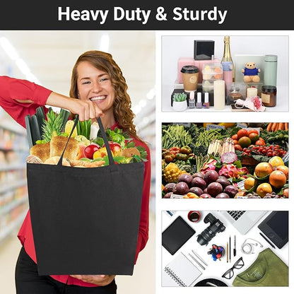 Segarty Canvas Tote Bag Bulk, 6 Pack 20x15.7 Canvas Bags for Women, Reusable Totes Aesthetic with Blank Natural Cotton Cloth for DIY, Grocery Shopping, Beach, Travel，Gift