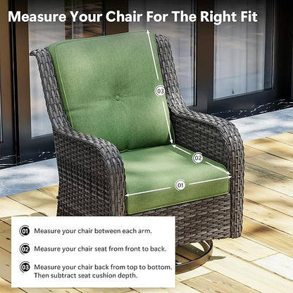 Outdoor Chair Cushions Set for Patio Furniture, 22x25/22x24 Inch, Waterproof & Fade Resistant Patio Chair Cushions, Thick Patio Furniture Cushion for Chair, Sofa, and Couch (Green, 3 Set)
