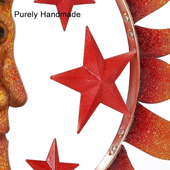 TICKCACY Metal Sun Wall Art Decor, 30.5” Large Sun And Moon Sculpture for Indoor Outdoor, Moon And Sun Wall Hanging Decor for Living Room Farmhouse Yard Garden Patio