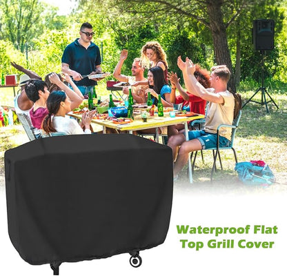 Flat Top Grill Cover Waterproof for Captiva Design 3-Burner Gas Griddle, Heavy Duty 27 inch Flat Iron Grill Cover for Sophia and William Propane 3 Burner Griddle, 53" x 22" x 36"