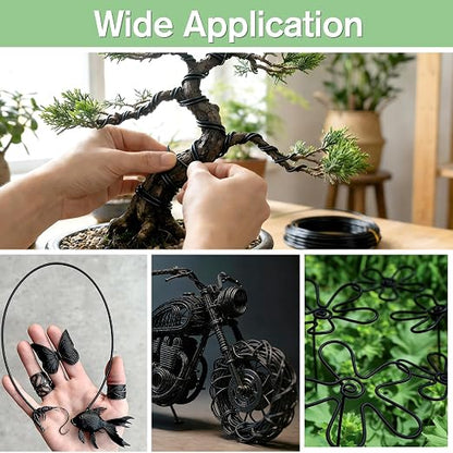 Bonsai Wire Kit, 147 Feet Total 5 Sizes Aluminum Plant Wire for Bonsai Training, Essential Bonsai Tools