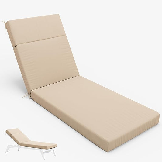 Chaise Lounge Cushion for Outdoor Furniture, Waterproof Fade and Tear Resistant Lounge Deck Chair Cushions for Patio Lawn Pool Resort Hotel
