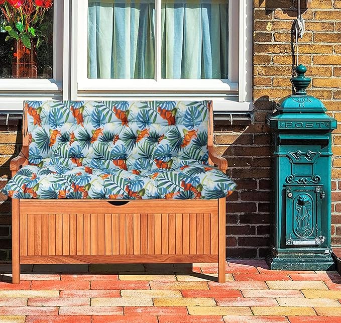 Swing Replacement Cushions with Backrest, 2 or 3 Seater Waterproof Non-Slip Overstuffed Swing Pad, Indoor/Outdoor Bench Cushion for Porch Chair Garden Furniture (Fresh Summer, 40 * 71 in)
