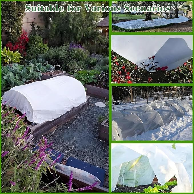 Garden Netting Kit for Raised Beds, 10x30FT Plant Cover Ultra Fine Mesh Netting & 6 Sets Fiberglass Garden Hoops & 18 Clip, Vegetable Plants Fruits Row Cover Birds Animals Barrier Protection Net