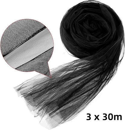 Zonon Mosquito Netting Garden Insect Mesh Netting Garden Patio Mesh Screen Net Fly Insect Bug Bird Net Barrier for Patio Balcony Porch Gazebo Vegetables Fruits Plant Protection(9.84 x 98.43 ft,Black)
