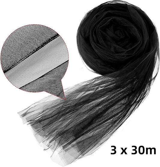 Zonon Mosquito Netting Garden Insect Mesh Netting Garden Patio Mesh Screen Net Fly Insect Bug Bird Net Barrier for Patio Balcony Porch Gazebo Vegetables Fruits Plant Protection(9.84 x 98.43 ft,Black)