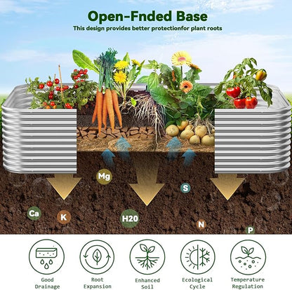 2 Pack Tall 8FT Corrugated Galvanized Steel Raised Garden Bed Outdoor, Metal Above Ground Garden Bed for Vegetables and Flowers, Raised Beds for Gardening-8x3FT