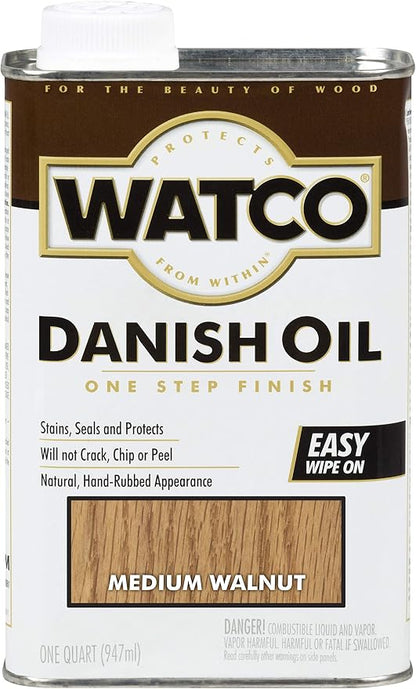 Watco 242223 Danish Oil Wood Finish, Quart, Medium Walnut