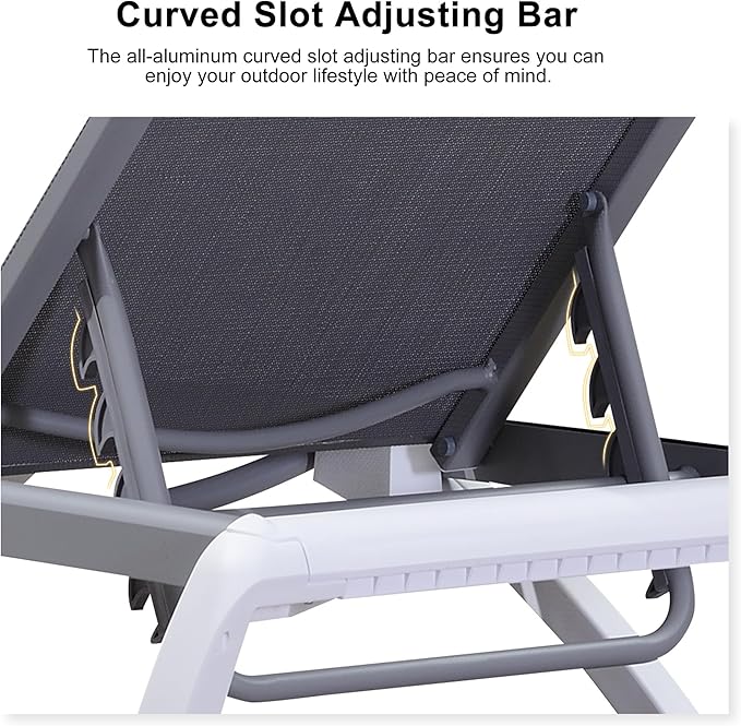 PURPLE LEAF Patio Chaise Lounge Chair Set Outside Aluminum Plastic Stackable Tanning Chairs with Side Table for Pool Sunbathing Beach Deck Outdoor Lounger, Grey