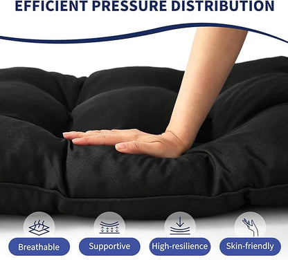 IPYNBAP Outdoor Bench Cushion, 48x18x5 Inch, Waterproof Bench Cushion for Outdoor/Indoor Furniture, Tufted Patio Bench Seat Cushion, Fade Resistant Outdoor Cushions for Porch Swing Couch, Black