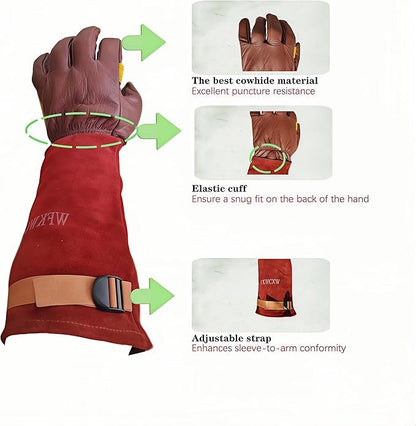 Womens/Mens Gardening Gloves for Rose and Cactus Handling,Cow Leather Garden Gloves Women/Men Thorn Proof