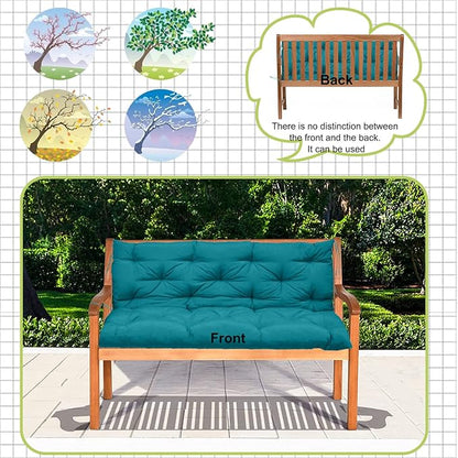 Swing Replacement Cushions with Backrest, 2 or 3 Seater Waterproof Non-Slip Overstuffed Swing Pad, Indoor/Outdoor Bench Cushion for Porch Chair Swing Garden Furniture(Lake Blue 40 * 40 in)