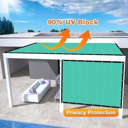 Artpuch Outdoor Pergola Shade Cover 9' X 12' Sun Shade Cloth with Grommets, 90% UV Protection Canopy Patio Privacy Screen (Customized Available) GN107, Turquoise