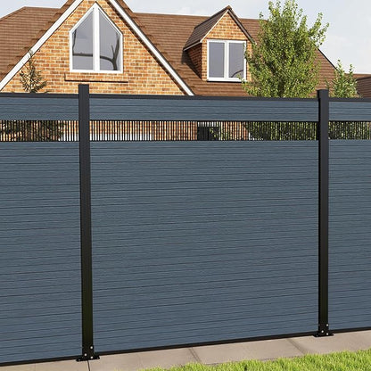 6 Feet×6 Feet Privacy Fence, Outdoor Wood Plastic Composite Fence Panel, Waterproof Security Barriers Fencing, WPC (Gray, Vertical (1 Panel - 1 Post))