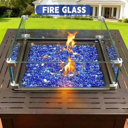 20 Pounds Fire Glass Beads,3/4 Inch High Luster Round Fire Glass for Gas Fireplace, Fire Pit Table,Landscaping, Caribbean Blue
