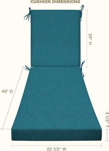 Honeycomb Outdoor Chaise, 22.5" W x 70" L, Textured Solid Teal Patio Cushion