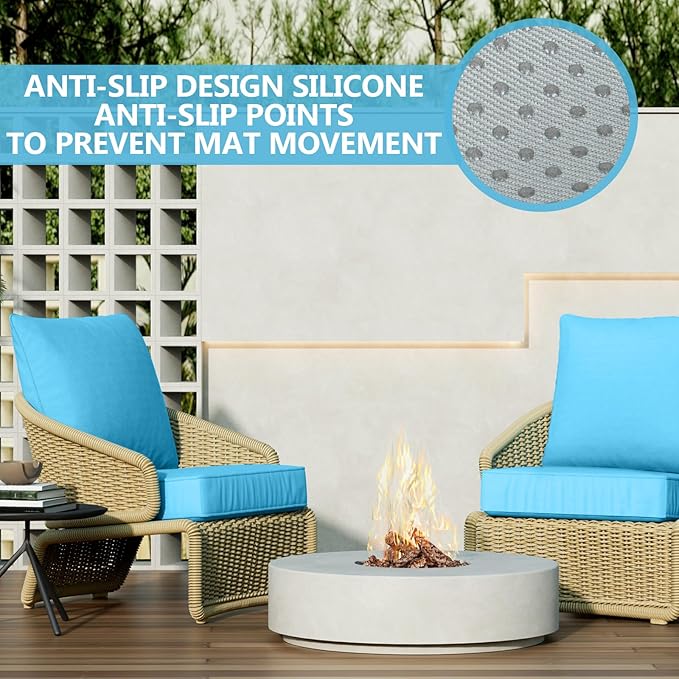 22" x 22" x 6" Outdoor Deep Seat Cushions Set - 2 Set Waterproof & Fade Resistant Patio Furniture Replacement Cushions, Non-Slip Outdoor Cushions Fit Loveseats, Couches, Chairs, and Sofas.