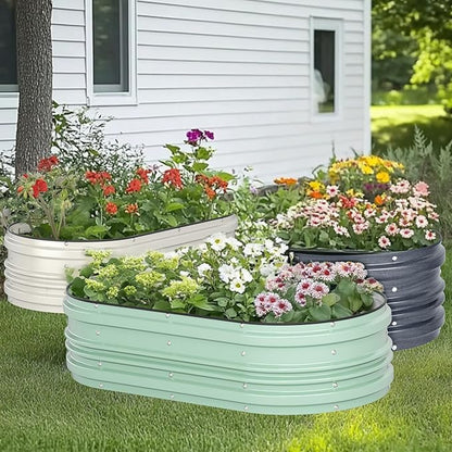 WORKPRO 3Pcs 2x2x1ft Galvanized Raised Garden Bed Set, Rust & Corrosion Protection, Easy Assembly, Safe Edge, Ideal for Vegetables & Flowers, Dark Gray