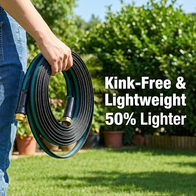 25FT Lightweight Garden Hose – Kink-Resistant, Flexible, High-Pressure Hose for Outdoor Watering, Lawn Care, Garden, and Car Cleaning
