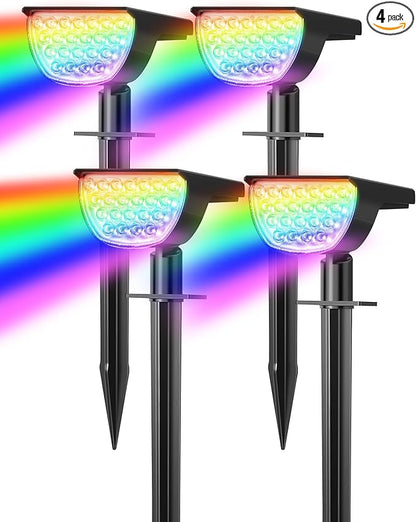 GKGG Solar Multicolor Lights Waterproof IP65, 8 Lighting Modes Solar Spot Lights Outdoor Yard Garden Landscape Pathway Decorations (Multicolor, 4 Pack)