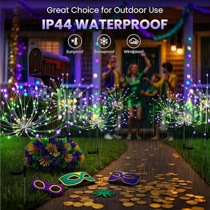 PEVOROS Garden Decor Solar Lights Outdoor,6 Pack 120LED Waterproof Colorful Solar Garden Lights Your Outdoor Decoration,Yard, Patio, Porch,Flower Pot,Pathway, for 4th of July (Purple, Green, Yellow)