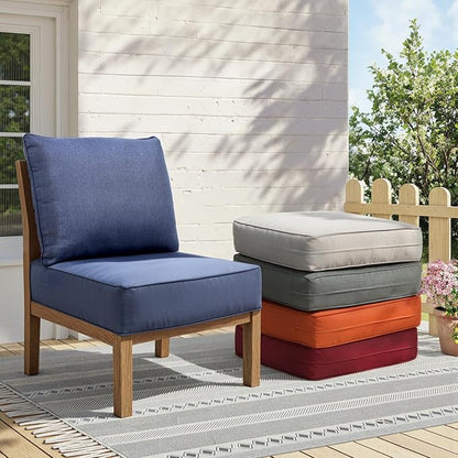 Outdoor Cushion Set for Furniture Patio Furniture, UV Resistant, Water Resistant - 6 Inch Thick Foam Garden Cushions– 22x24 Inch Patio Seat Covers for Chair/Sofa/Couch | Blue | 6-Pack |