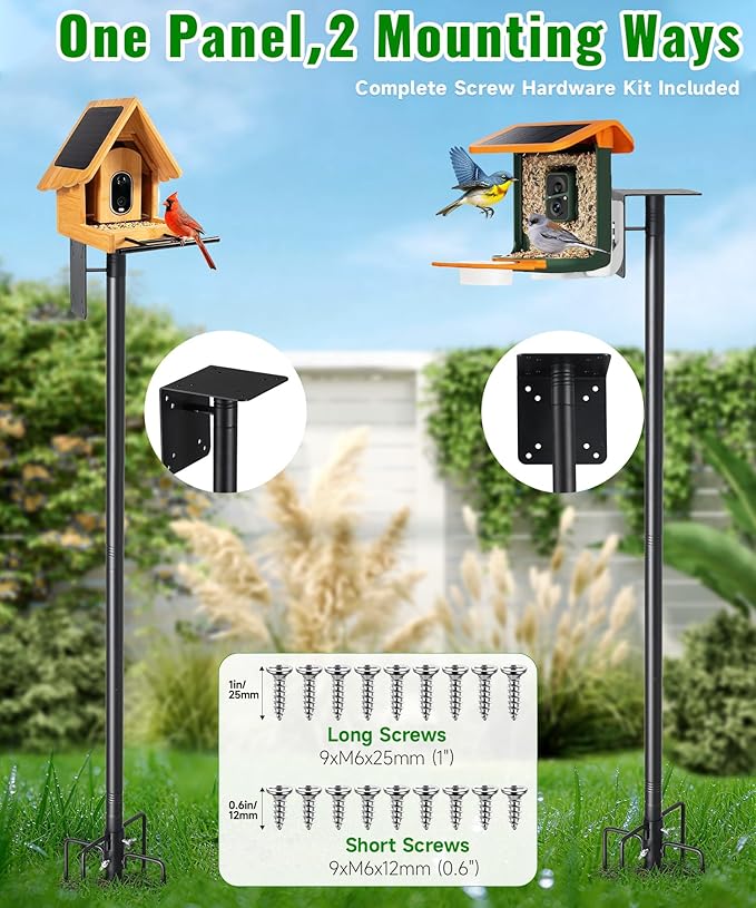 2 Pack Bird House Pole, Heavy Duty Outdoor Bird Feeder Pole with Stable 5-Prong Base, 102” Tall Adjustable Height, 1 Inch Dia Universal Mounting Stand for Yard Garden Bird Watching and Feeding