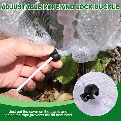 4 Pack Garden Netting for Blueberry Bushes 6ftx6.56ft with Drawstring Garden Mesh Nets Insect Netting Plant Row Covers Protection Bags for Fruit Trees Shrubs Vegetables Flowers Herbs
