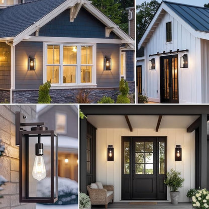 16-inch Oil-Rubbed Bronze Dusk to Dawn Outdoor Wall Light Fixtures, Exterior Waterproof Wall Lanterns, Brown Porch Sconces Lighting, Modern Outside Lights for House Patio Front Door Entryway, 2-Packs