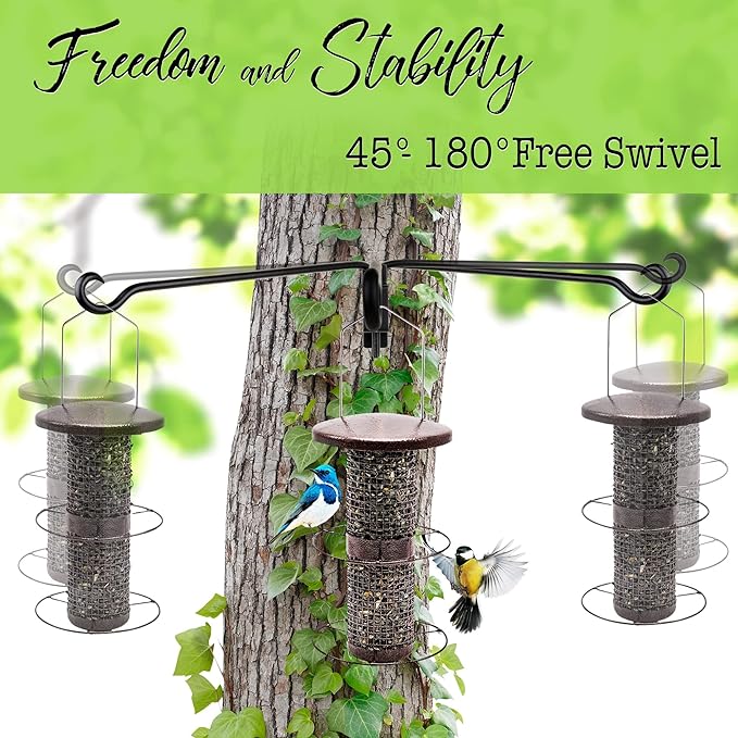 Qiang Ni Plant Hanger Outdoor: 16 Inch Bird Feeder Bracket for Garden Patio Decor - 2 PCS Swivel Adjustable Wall Mount Plant Hook for Hanging Flower Baskets