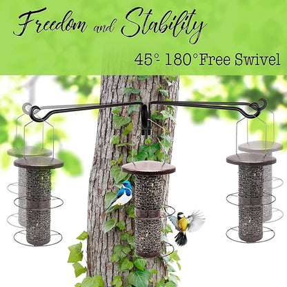 Qiang Ni Plant Hanger Outdoor: 16 Inch Bird Feeder Bracket for Garden Patio Decor - 2 PCS Swivel Adjustable Wall Mount Plant Hook for Hanging Flower Baskets