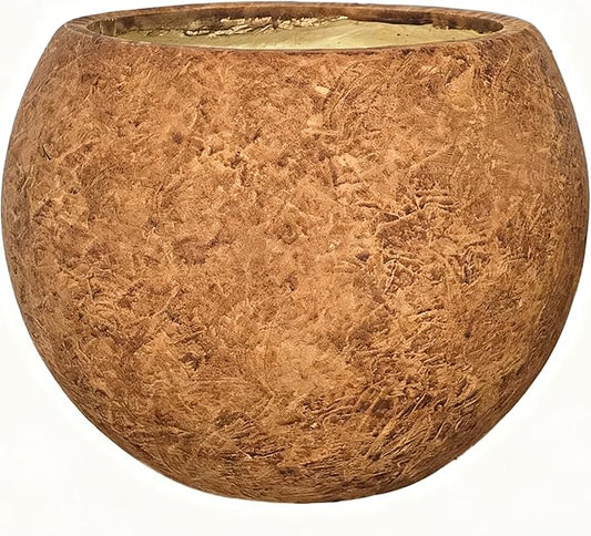 10 H x 14" Dia (10" Pot Opening) Round Fiberstone Planter with Drainage Hole, Indoor/Outdoor Large Plant Pot for Home Patio Garden, Ideal for Large Plants -Camel