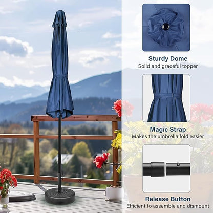 Simple Deluxe 7.5' Patio Umbrella Outdoor Table Market Yard Umbrella with 6 Sturdy Ribs for Backyard, Pool, Garden, Deck, Blue