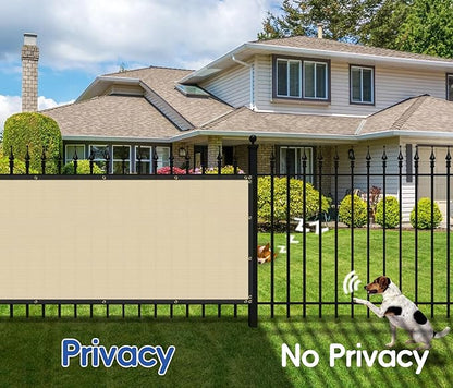 4'x92' Privacy Fence Screen Net Fencing 90% Privacy Blockage Windscreen Fence Cover with Copper Grommet for Patio Backyard Garden Swimming Pool, Zip Ties Included, Beige