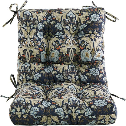 ARTPLAN Seat/Back Outdoor Chair Cushion,Set of 4 Patio Chair Cushion with Tie,Tufted Replacement for Patio Furniture,40x20x4 Inches,4 Count,Floral