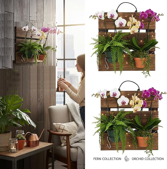 Staghorn Fern Mounting Board Kit Wooden Wall Planter Hanging Plant Holder for Vertical Plant,Platycerium,Orchids,Succulents(Square)