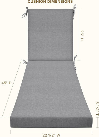 Honeycomb Outdoor Heritage Chaise, 22.5" W x 70" L, Textured Solid Platinum Grey Chair Cushion for Patio Furniture