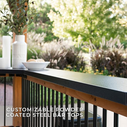 Backyard Discovery Granada 10' x 9' Cedar Wood BBQ Grill Gazebo Pavilion with Hardtop Galvanized Steel Roof, Bar Tops, Powerport, Snow Support, Wind Resistance, Cook Station for Outdoor Patio or Deck