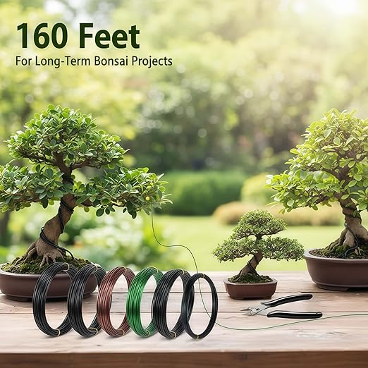 6 Roll Bonsai Wire Kit with Cutter, Total 160 Feet Aluminum Bonsai Training Wire in 4 Sizes (1.0, 1.5, 2.0, 2.5mm)