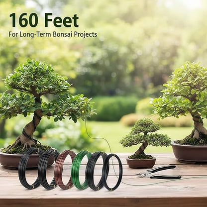6 Roll Bonsai Wire Kit with Cutter, Total 160 Feet Aluminum Bonsai Training Wire in 4 Sizes (1.0, 1.5, 2.0, 2.5mm)