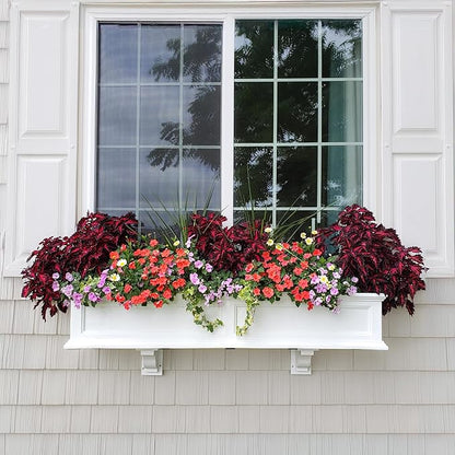 Mayne Fairfield 4ft Window Box - White - Durable Self Watering Resin Planter with Wall Mount Brackets, Plastic (5823-W)