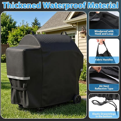 Utheer 600D Waterproof Grill Cover for Pit Boss 1600 Series, Fits Navigator 1600M PB1600M PB1600CST PB1600CS2 PB1600 Elite, Replaces 40455, No Need to Fold Side Shelf, 64.2 x 27.6 x 43.3 in